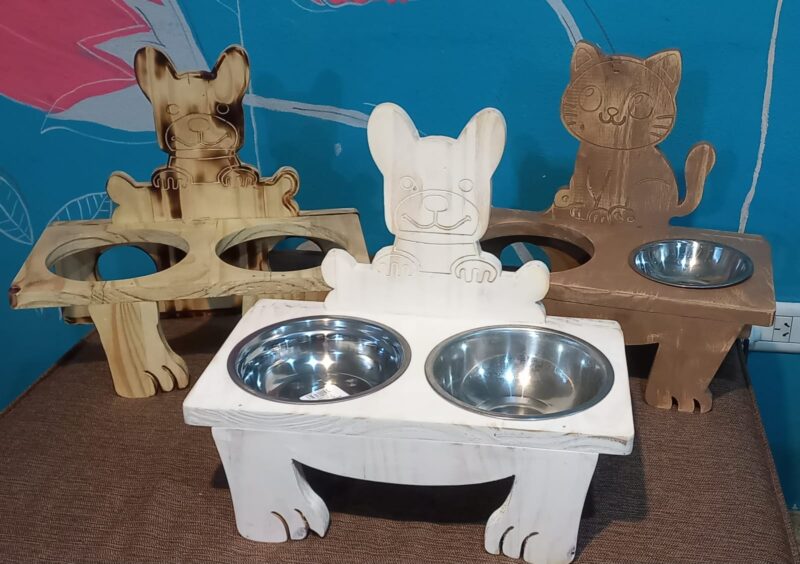 Comederos para gatos y perros con 2 platos