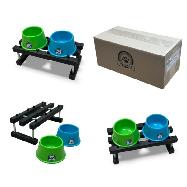 Comedero Perros Chico PLASTICO ALTURA 23 CM CUENCO diam 17/12 alt 9 CM