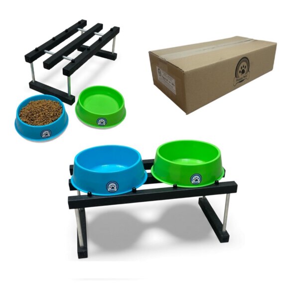 Comedero Perros Mediano PLASTICO ALTURA 24 CM CUENCO diam 21/18,5 alt 6 CM