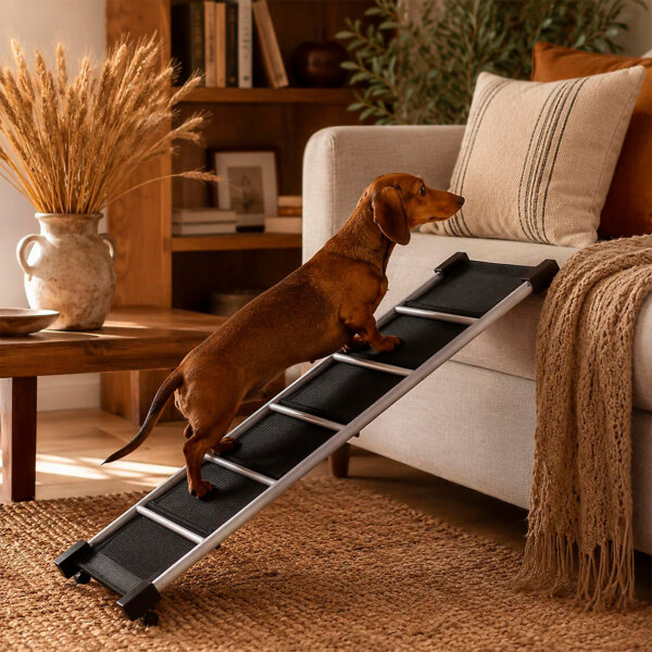 Rampa Fija Premium para Perros y Gatos Negra | Gris