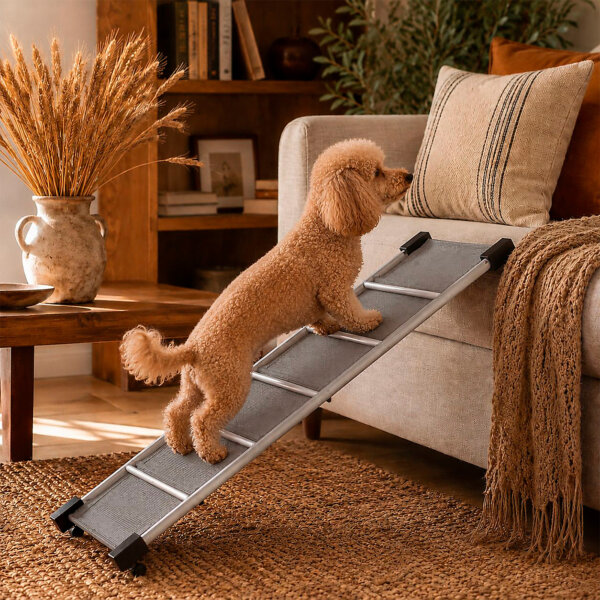 Rampa Fija Premium para Perros y Gatos Negra | Gris
