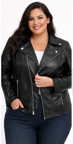 Campera engomada cruzada de dama