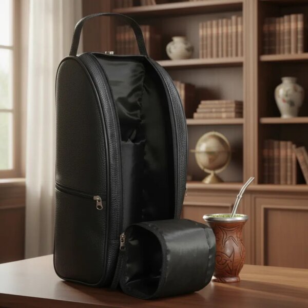 Set Matero Bolso Eco Cuero Estuche Porta Mate Yerba Y Azucar