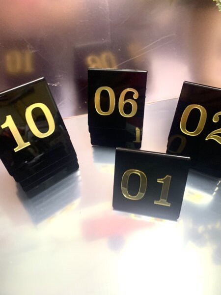 Carteles numeración para mesas bar cafeteria