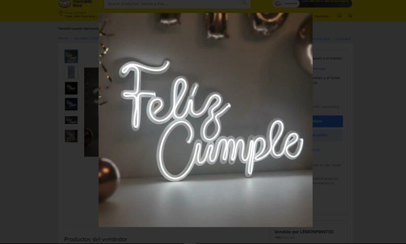 Cartel Neon Led Feliz Cumple
