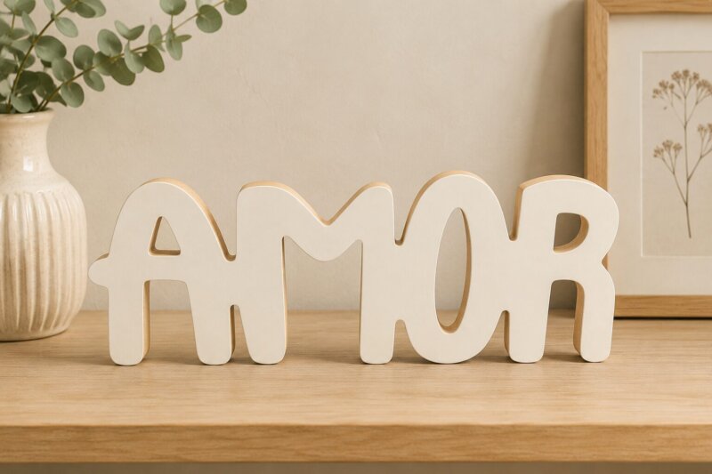 palabra decorativa en madera