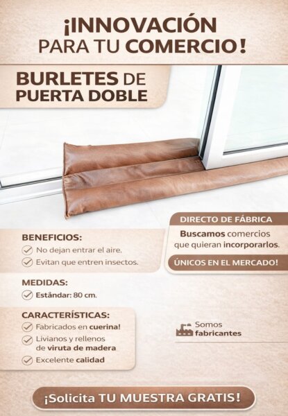 Burletes de puerta dobles de cuerina