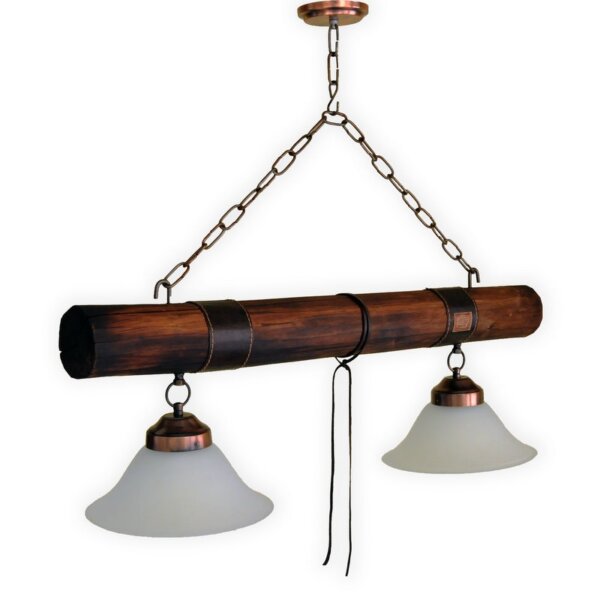 Lampara colgante rustica Tronco x2 luces