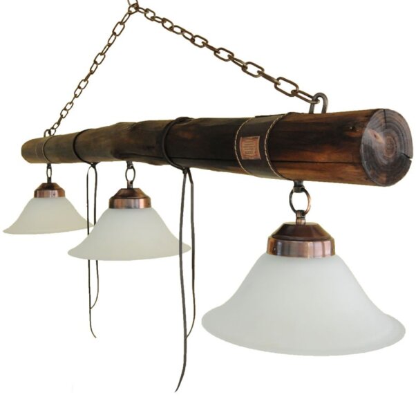 Lampara colgante rustica Tronco x3 luces