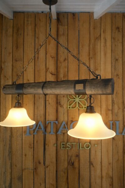 Lampara colgante rustica Tronco x2 luces