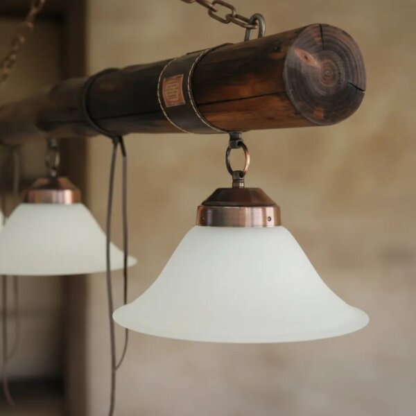 Lampara colgante rustica Tronco x3 luces