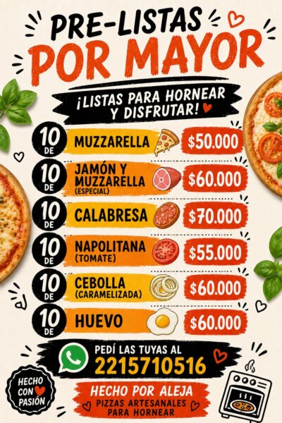 Pizzas para Hornea (Pre-Listas)