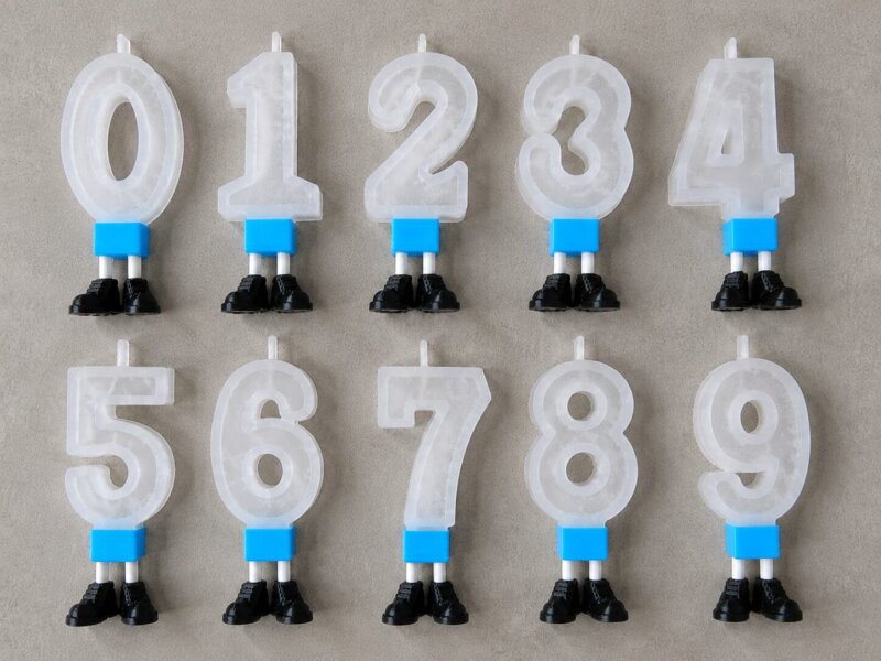 Velas de Cumpleaños Números con base torso inferior zapatitos