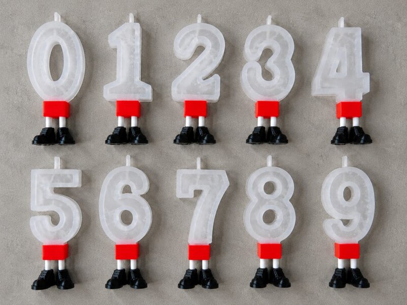 Velas de Cumpleaños Números con base torso inferior zapatitos