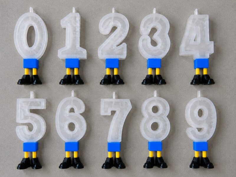 Velas de Cumpleaños Números con base torso inferior zapatitos