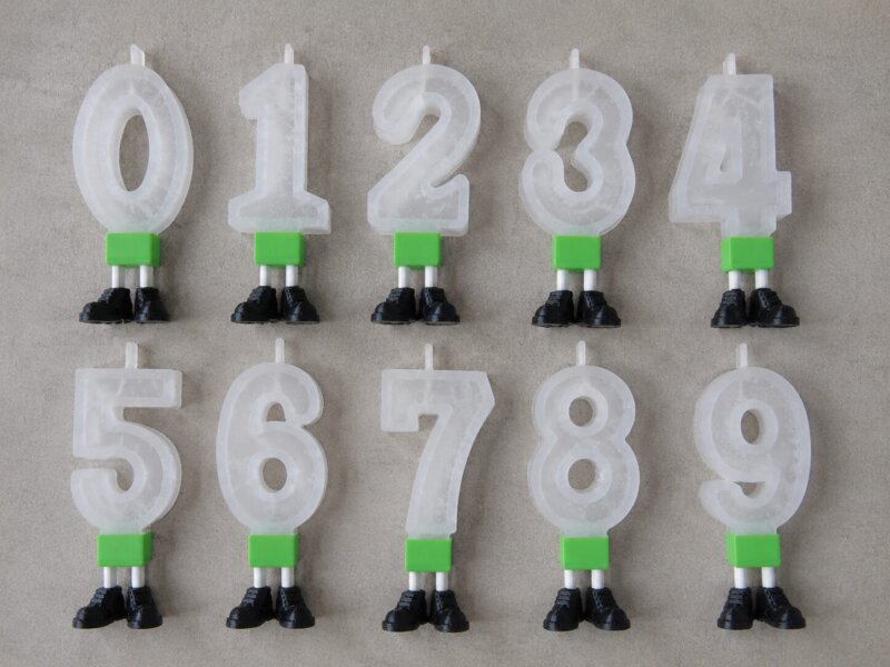 Velas de Cumpleaños Números con base torso inferior zapatitos