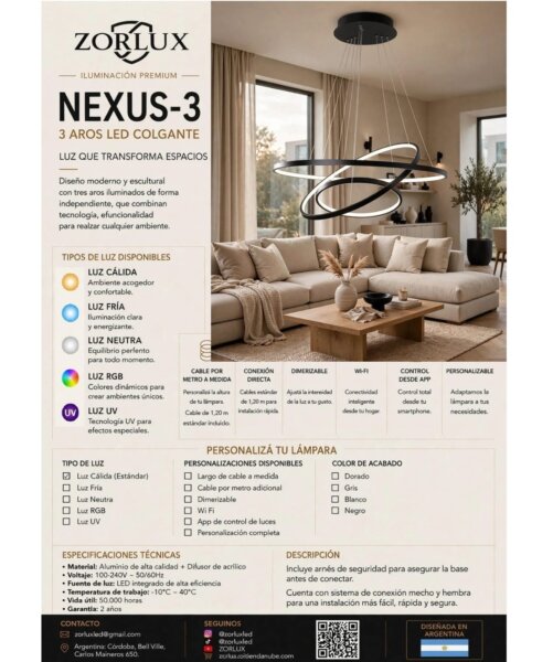 Zorlux Nexus-3 Aros Led Colgante