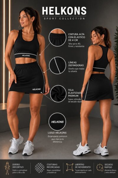 Conjunto deportivo de mujer top+pollera