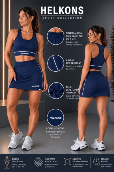 Conjunto deportivo de mujer top+pollera