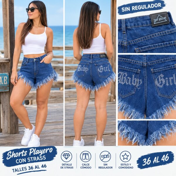 SHORTS "BABY GIRL" CON STRASS LAS LOCAS