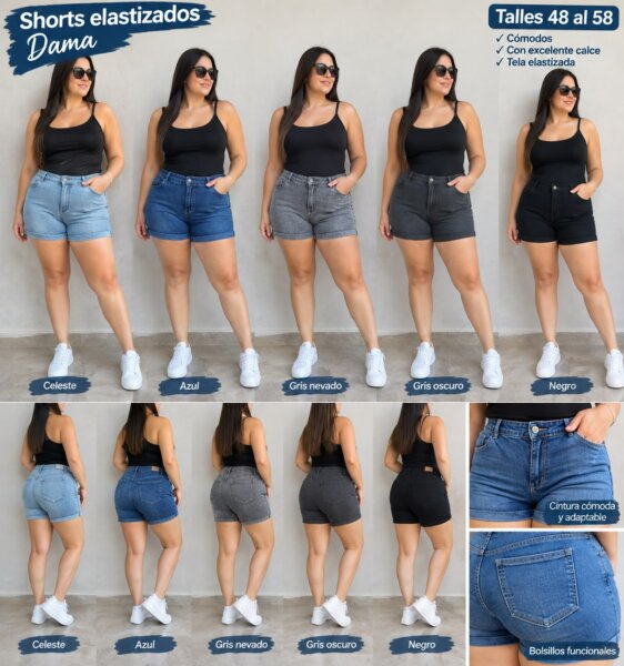 SHORTS TALLES ESPECIALES ELASTIZADOS